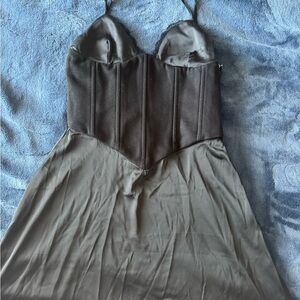 Tiger Mist Satin Black Corset Top